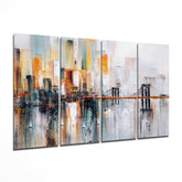 Manhattan Silhouette 4 Pieces Mega Glass Wall Art (59"x36") | Insigne Art Design.